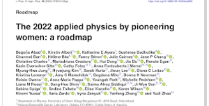 Bogdana Mitu: The 2022 applied physics by pioneering women: a roadmap